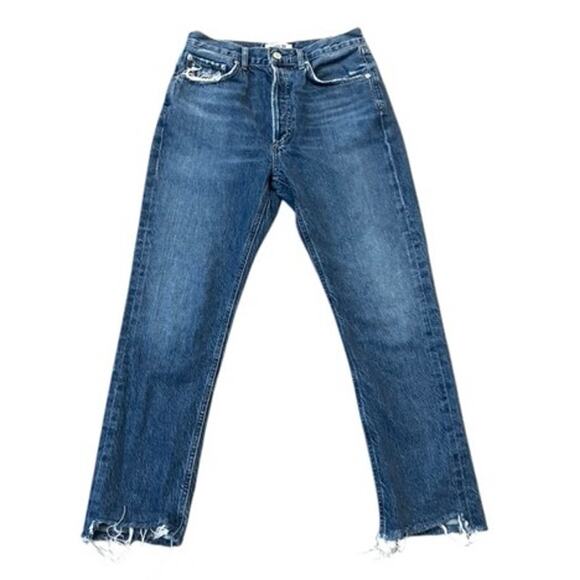 Agolde Riley High Rise Distressed Button Fly Jeans Size 26 - Picture 1 of 7